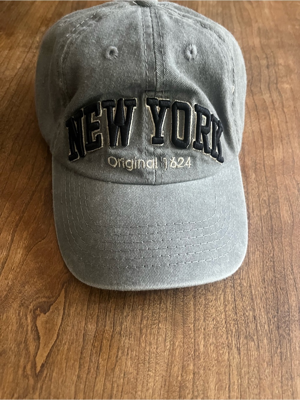 NEW YORK Embroidered Baseball Cap in Washed Gray